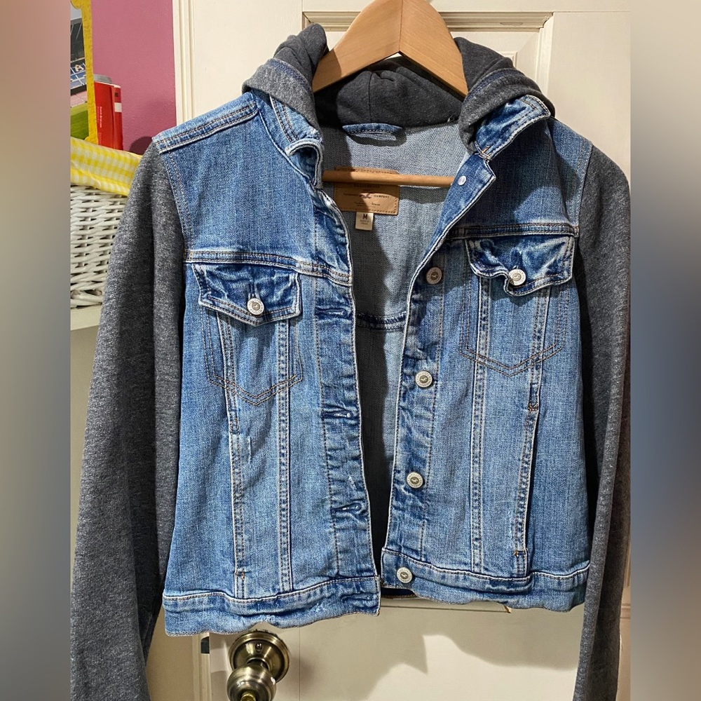 Hollister Hooded and Cropped Jean Jacket